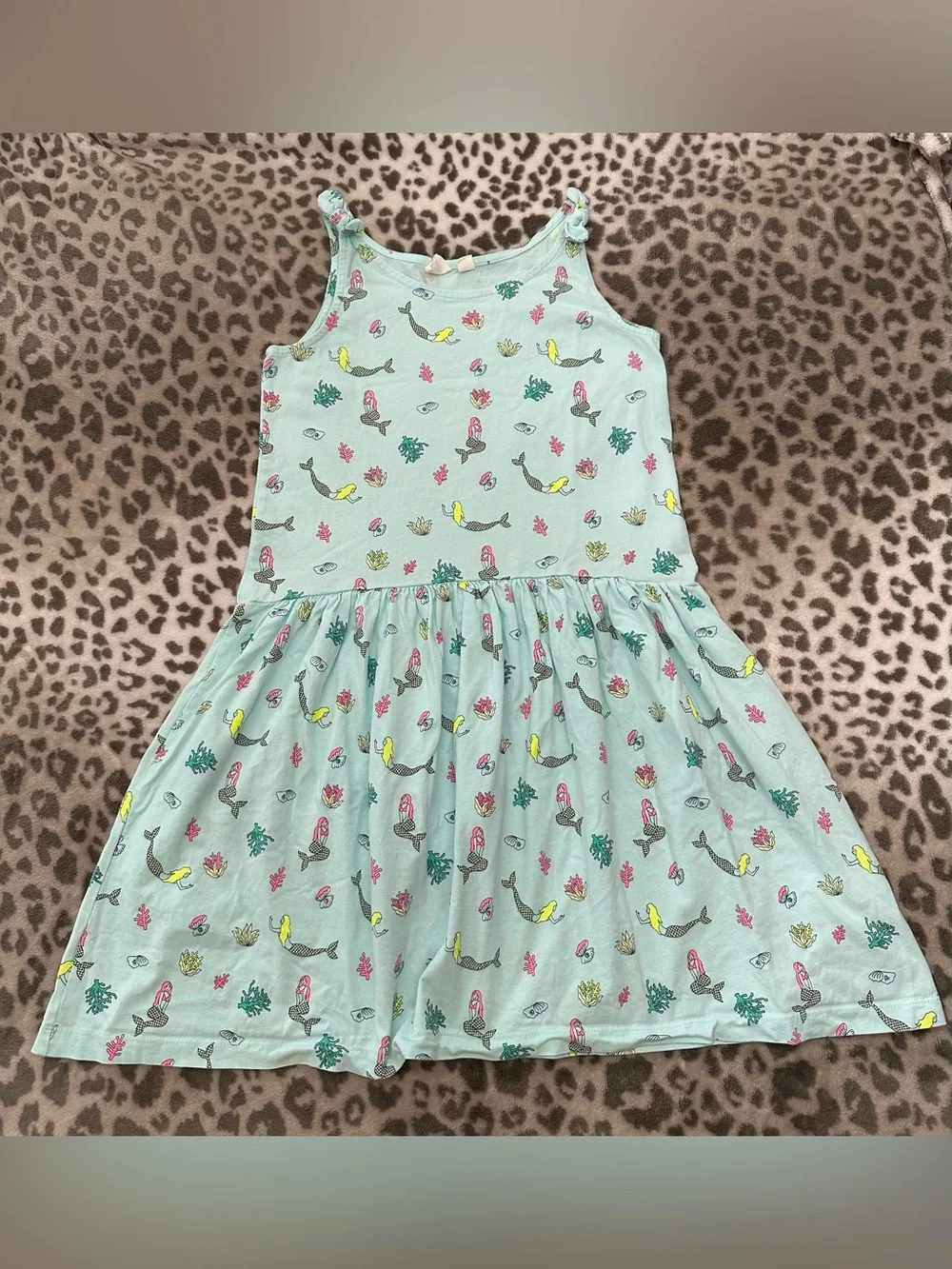 Gap Kids Mermaid Print Tank Sun Dress in Light Blue Size XL 12 Girls